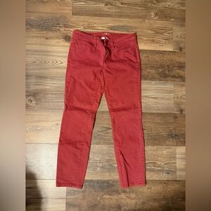 LOFT Red Ankle Cropped Jeans